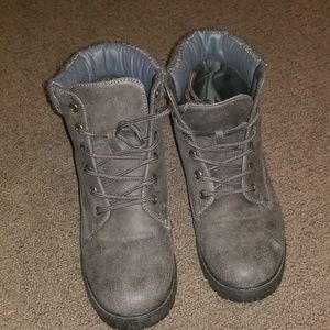 Grey combat booties